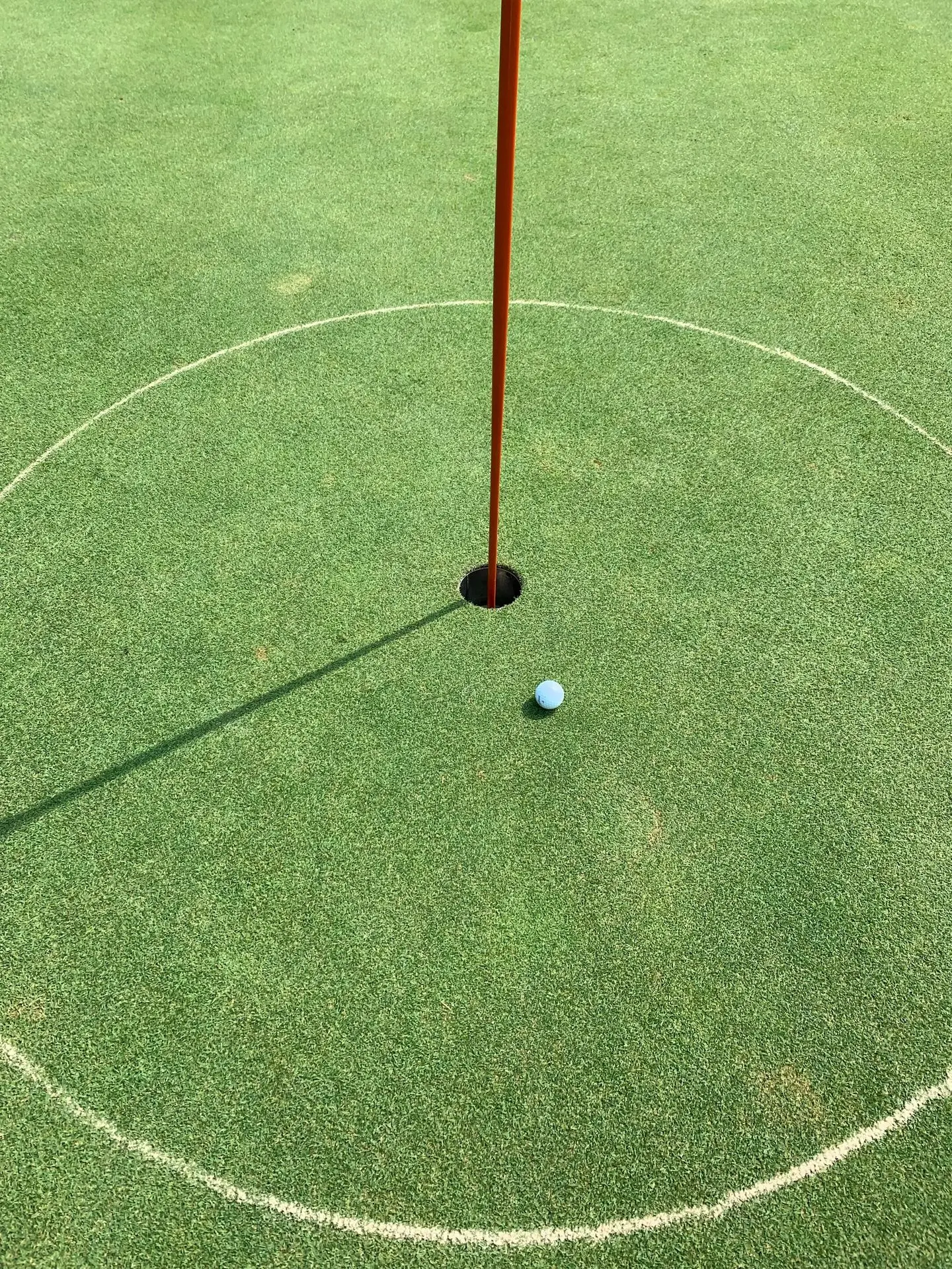 blue golf ball near golf hole